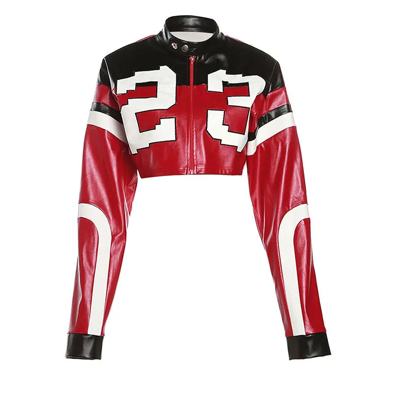 Women Crop Coat Leather Jacket