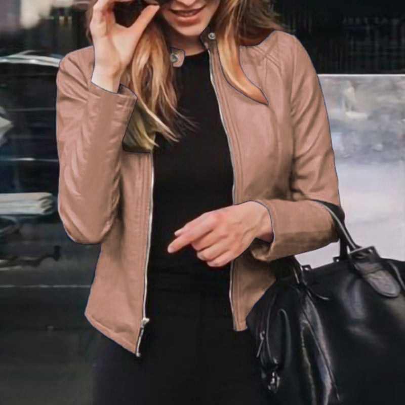Women Classic Moto Biker PU Leather Jacket