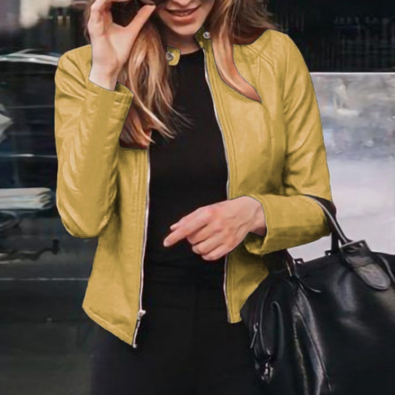 Women Classic Moto Biker PU Leather Jacket