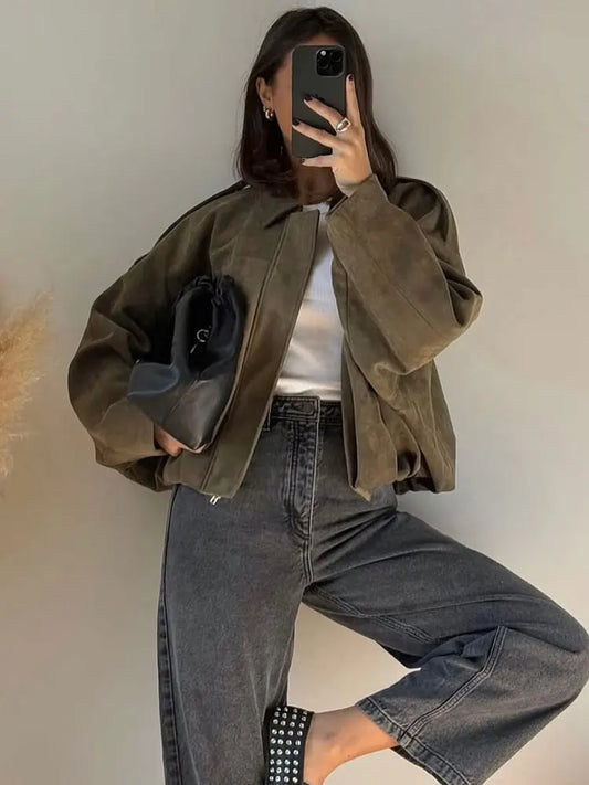 Long Sleeve Jackets Vintage Lady Motorcycle Outwears