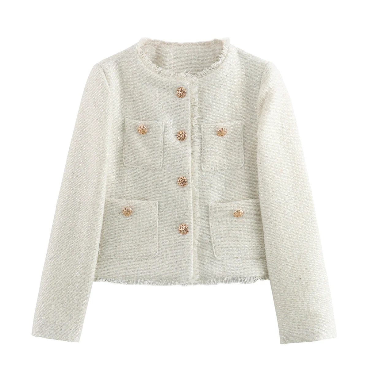 Chic Female Tweed Basic Jacket Coat