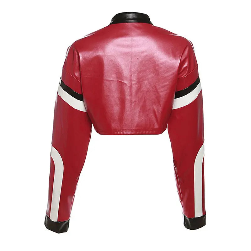 Women Crop Coat Leather Jacket