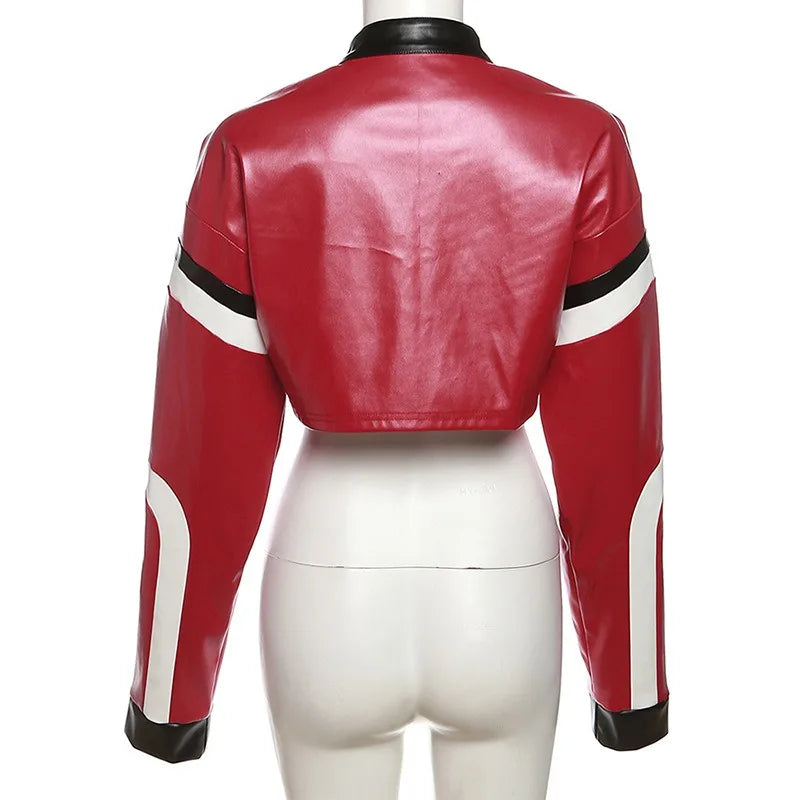 Women Crop Coat Leather Jacket