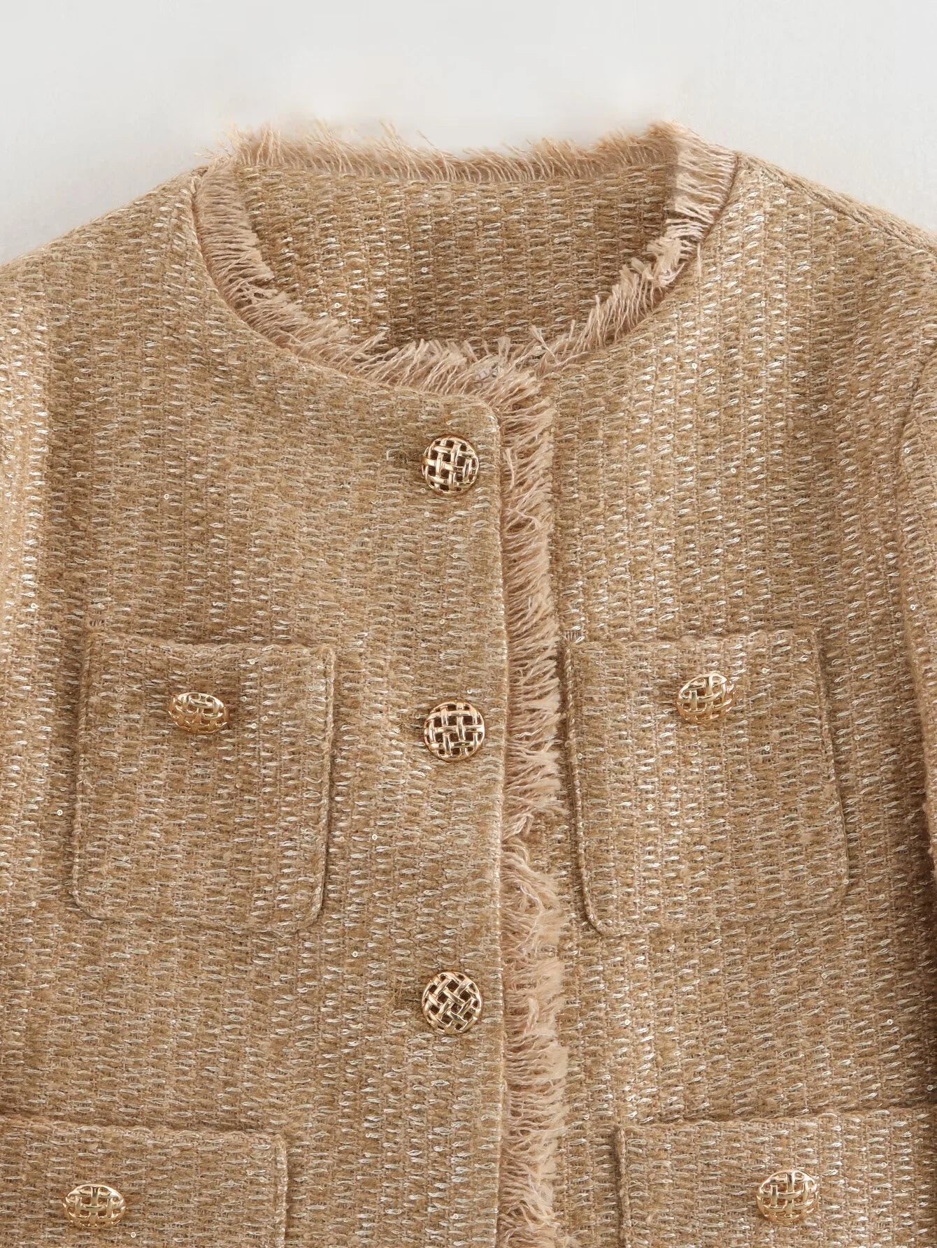Chic Female Tweed Basic Jacket Coat