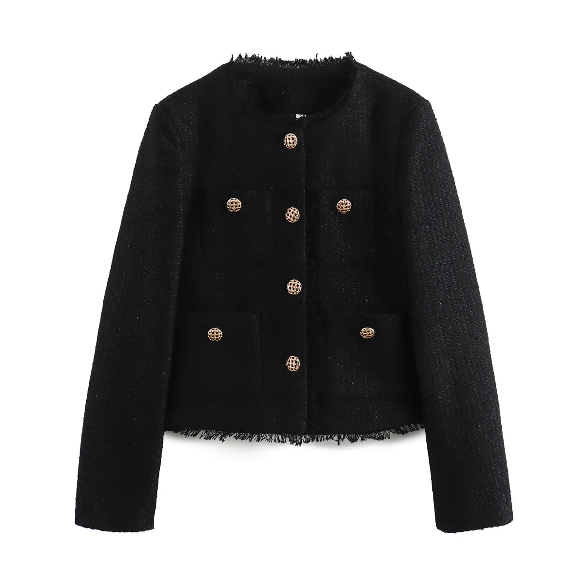 Chic Female Tweed Basic Jacket Coat